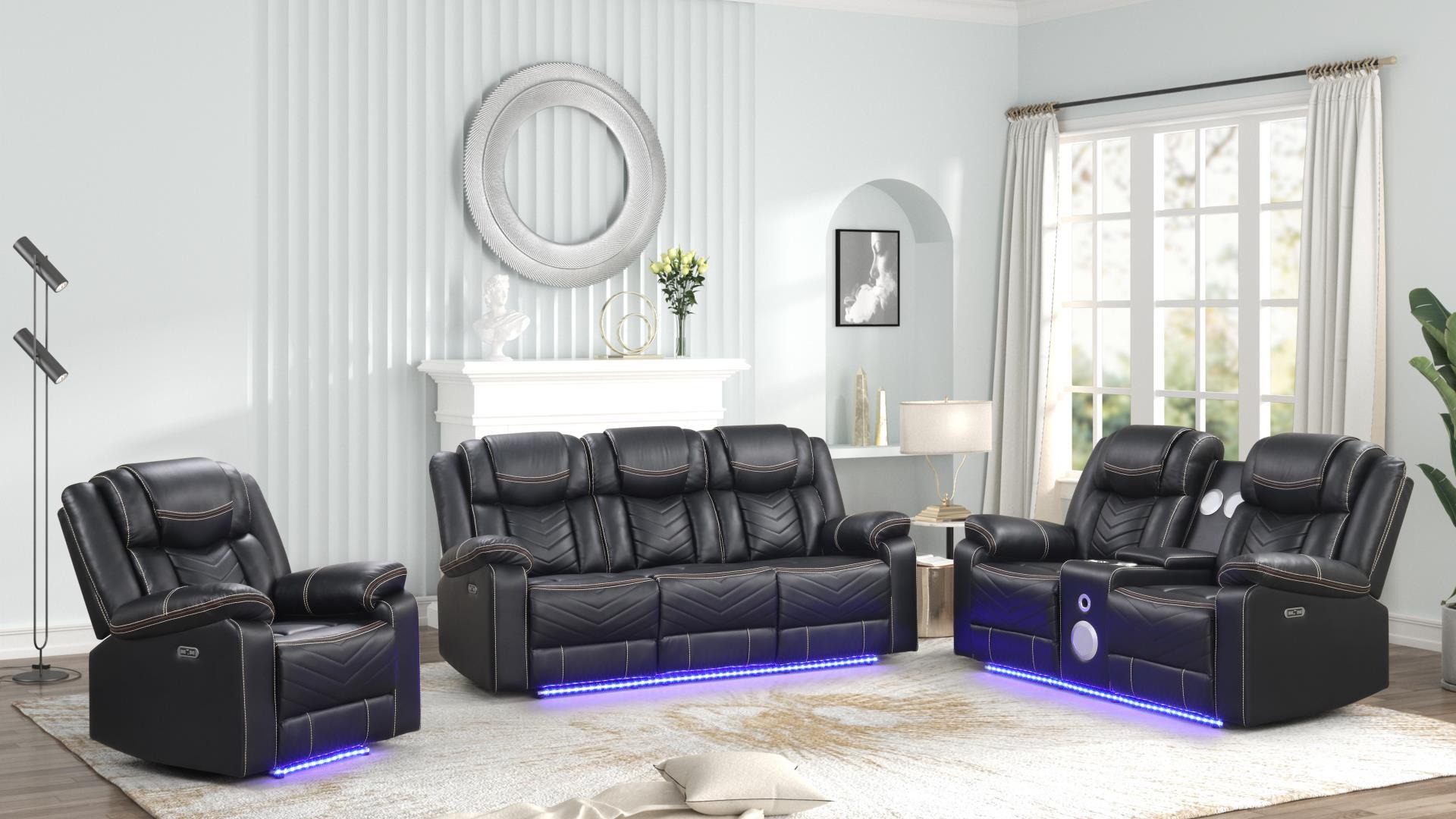 Challenger 2 Pc Living Room Set in Black