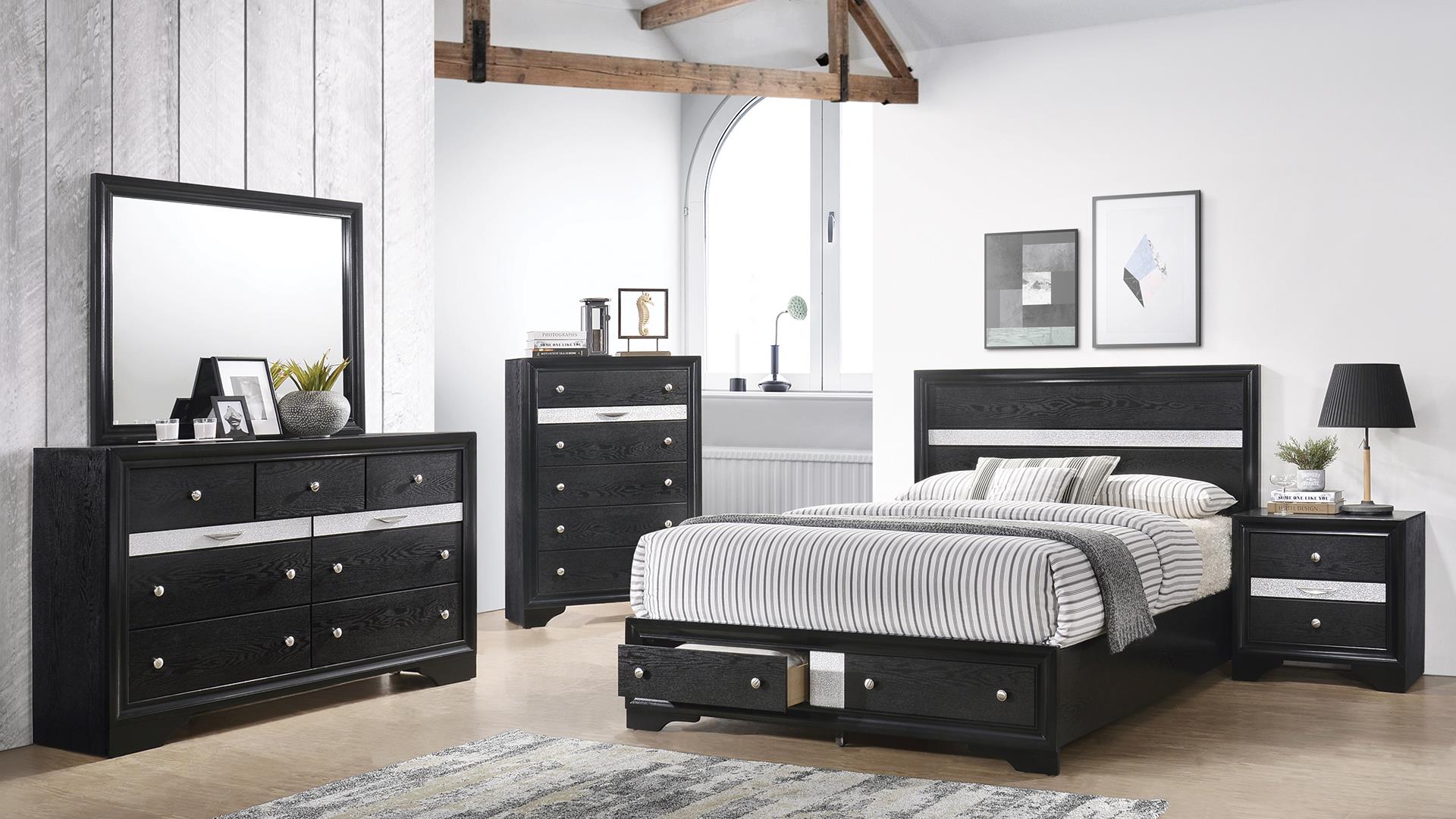 Matrix King 5 Pc Bedroom Set in Black