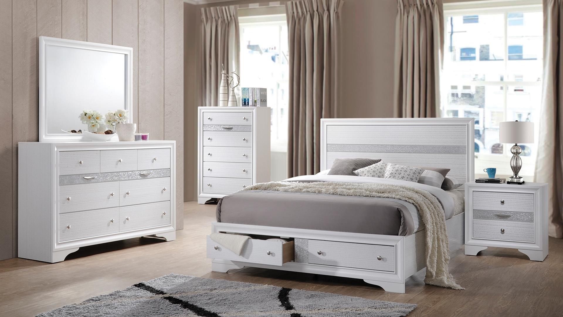 Matrix King 5 Pc Bedroom Set in White