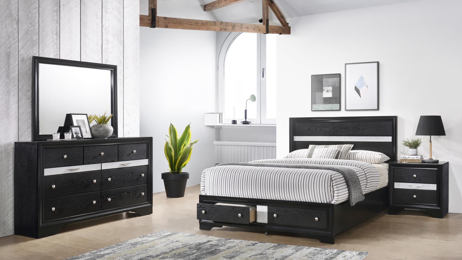 Matrix King 4 Pc Bedroom Set in Black
