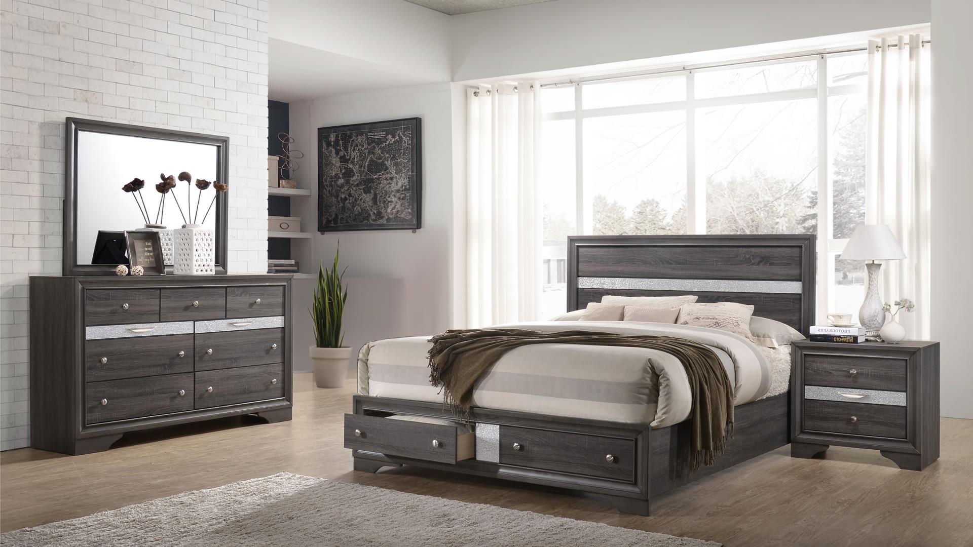 Matrix Full 4 Pc Bedroom Set in Gray