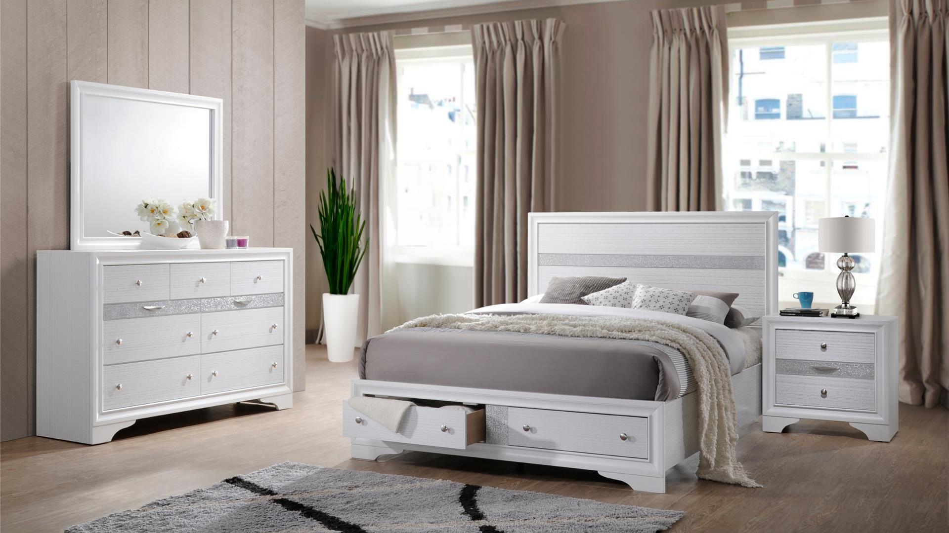 Matrix King 4 Pc Bedroom Set in White