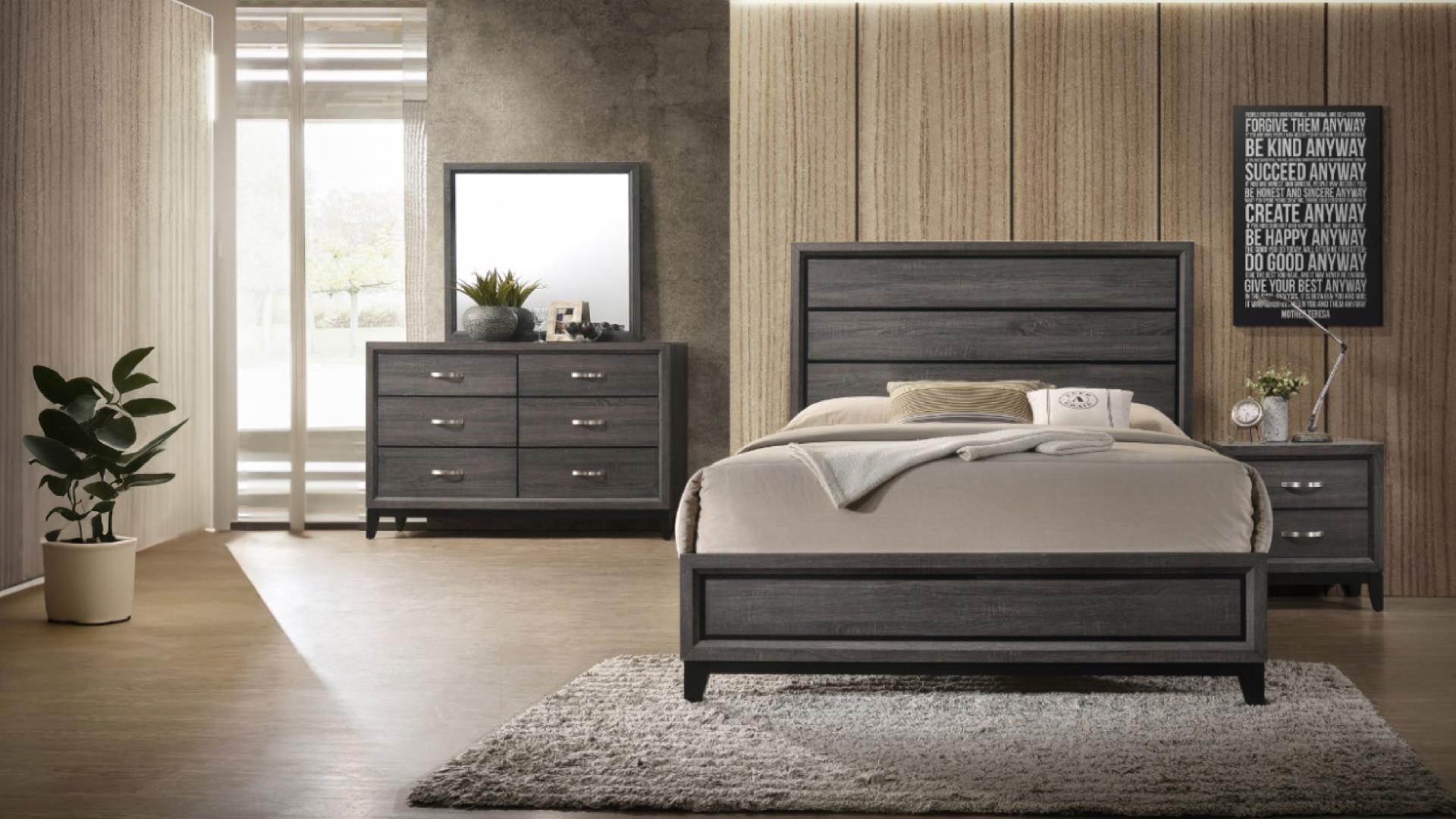 Sierra Queen 4 Pc Bedroom Set in Foil Gray